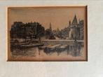 Louis Landre: 2 ingelijste etsen Amsterdam prins Hendrikkade, Antiek en Kunst, Ophalen of Verzenden