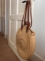 Rieten Tas met Leren Hengsels - 45 cm, Sieraden, Tassen en Uiterlijk, Ophalen of Verzenden, Zo goed als nieuw, Beige, Handtas