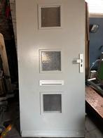 Voordeur met glazen panelen, Doe-het-zelf en Verbouw, Deuren en Horren, Ophalen, 80 tot 100 cm, 200 tot 215 cm, Hout
