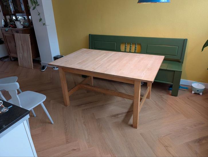 Ikea Massief Houten Uitschuifbare Tafel - Gebruikt, Huis en Inrichting, Tafels | Eettafels, Gebruikt, 50 tot 100 cm, 200 cm of meer