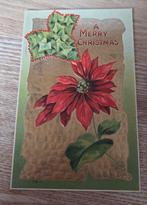 Antieke kerstkaart met kerstster - Pointsettia, Verzenden, Voor 1920, Gelopen, Feest(dag)