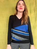 Vintage trui / jumper - 90s - zwart / blauw S / small / 36, Blauw, Hippie galore, Ophalen of Verzenden, Vintage