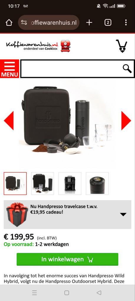 Handpresso Machine - Draagbare Espresso!, Witgoed en Apparatuur, Koffiezetapparaten, Zo goed als nieuw, Gemalen koffie, Espresso apparaat