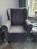 Grijze fauteuil met poef., Huis en Inrichting, Fauteuils, Ophalen, Gebruikt