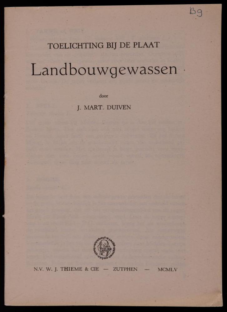 schoolplaat boekje    Landbouwgewassen .   , Antiek en Kunst, Antiek | Schoolplaten, Natuur en Biologie, Verzenden