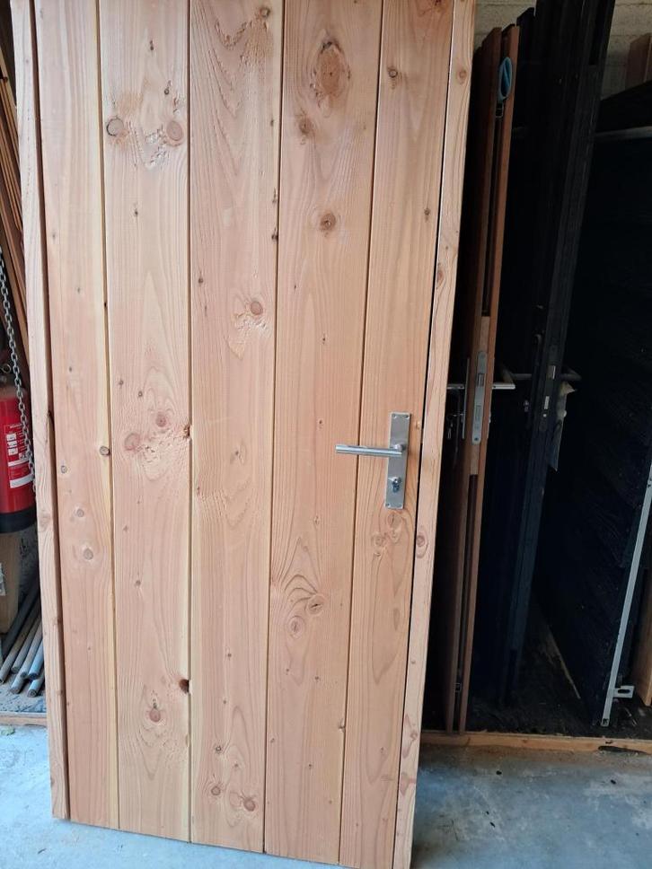 Schuurdeur met kozijn, Douglas 91,4x202.1cm, Doe-het-zelf en Verbouw, Deuren en Horren, Nieuw, Ophalen