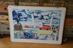 Oude schoolplaat: Verzending van de luchtpost op Schiphol, Ophalen of Verzenden, Stad- en Dorpsgezichten