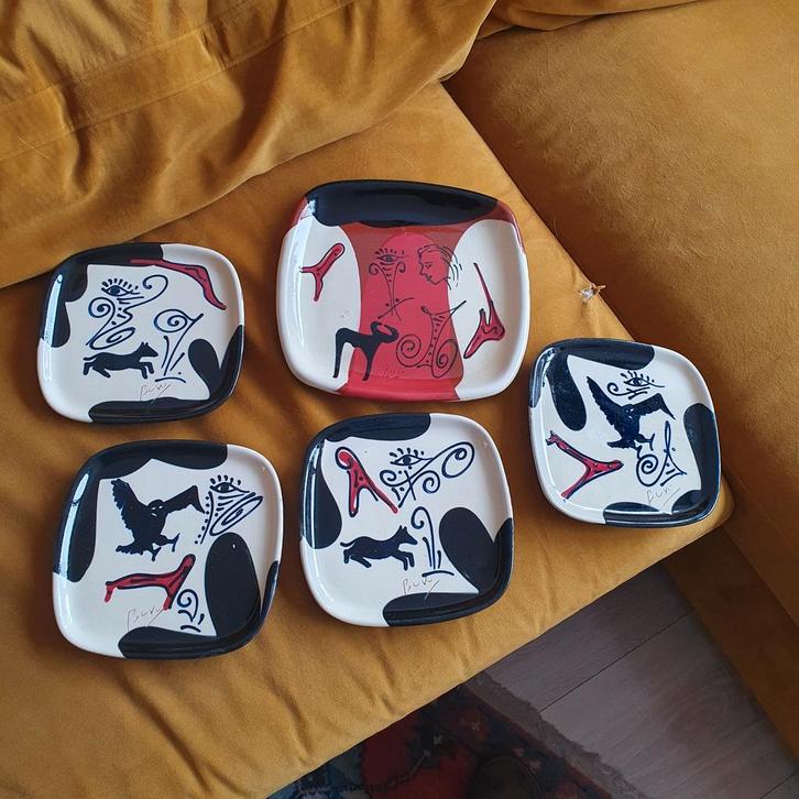 Set van 5 design borden. Thomas Buxó. Jaren 60., Antiek en Kunst, Kunst | Designobjecten, Ophalen of Verzenden