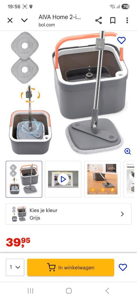 NIEUW SCHOONWATER DWEILSET/ WRINGER ompleet NOOIT GEBRUIKT., Huis en Inrichting, Schoonmaakartikelen, Ophalen