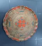 Vintage Houten Dienblad met Bloemmotief Florentijns dienblad, Ophalen of Verzenden
