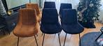 € 50 voor 6 eetkamerstoelen 2 cognac, 4 zwart, Huis en Inrichting, Ophalen of Verzenden, Gebruikt, Bruin