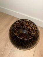 Bruine vaas met panterprint, Huis en Inrichting, Woonaccessoires | Vazen, Gebruikt, Overige kleuren, Ophalen of Verzenden, Glas