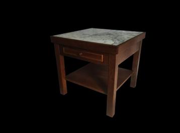 Schitterend mid century oak marble top sidetable bijzettafel beschikbaar voor biedingen