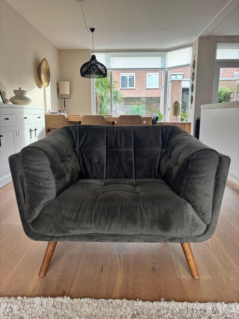 Donkergroene sofa company fauteuil Hxbxd 70x110x90cm, Huis en Inrichting, Fauteuils, Ophalen, 75 tot 100 cm, Zo goed als nieuw