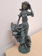 Antieke massief gipsen vrouw, brons look, Antiek en Kunst, Ophalen of Verzenden