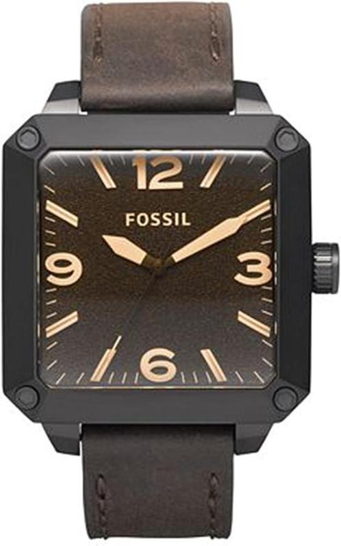 Fossil JR-1337 | Herenhorloge | Vierkant Bruin Leer | doosje, Sieraden, Tassen en Uiterlijk, Horloges | Heren, Gebruikt, Polshorloge