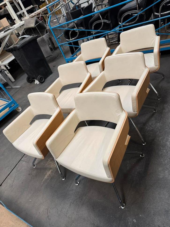 6x Thonet S845 Vergaderstoelen / Eetkamerstoelen, Huis en Inrichting, Bureaustoelen, Gebruikt, Bureaustoel, Beige, Ophalen