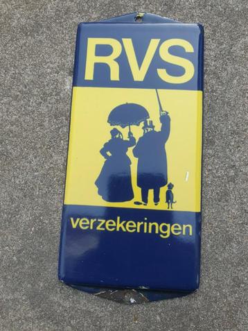 Mooi oud emaille bordje RVS verzekeringen  beschikbaar voor biedingen