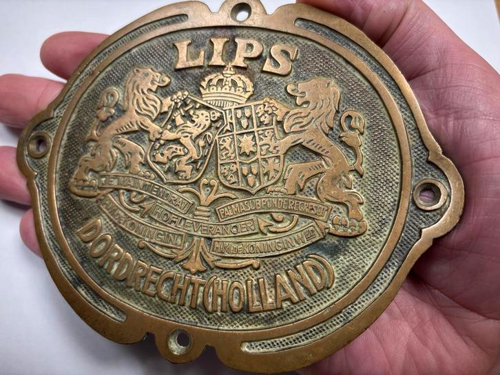LIPS Bronzen Kluis Embleem - Zwaar!, Antiek en Kunst, Antiek | Koper en Brons, Verzenden