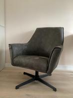Fraaie antraciet/ groene suedine draaifeuil als nieuw, Huis en Inrichting, Fauteuils, Ophalen, Zo goed als nieuw, 75 tot 100 cm