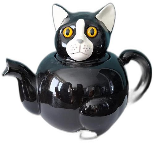 Zwarte kat theepot 16 cm hoog, Verzamelen, Beelden en Beeldjes, Zo goed als nieuw, Dier, Ophalen of Verzenden
