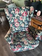 IKEA Strandmon Fauteuil met Poef - Bloemenprint, Huis en Inrichting, Fauteuils, Ophalen, Gebruikt, Minder dan 75 cm, 75 tot 100 cm