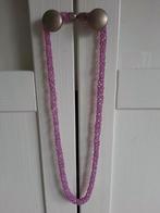 Lila Paars/Roze Mini Lange Kralenketting Ketting Minikralen, Kunststof, Ophalen of Verzenden, Zo goed als nieuw, Overige kleuren