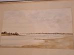 Aquarel Landschap aan de IJssel door Ton v Dijk, Ophalen of Verzenden