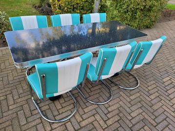 Bel Air 6 Amerikaanse stoelen + diner tafel sixties fifties beschikbaar voor biedingen