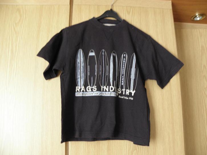 Breed blauw katoenen surf print shirt RAGS mt XS = 164 prima, Kinderen en Baby's, Kinderkleding | Maat 164, Gebruikt, Jongen, Shirt of Longsleeve