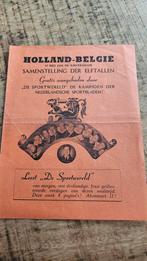 Programma Holland-Belgie 12 mei 1946 Nederlands Elftal, Ophalen of Verzenden, Zo goed als nieuw, Overige binnenlandse clubs, Boek of Tijdschrift