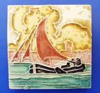 Porceleyne Fles Metseltegel Tjalk zeldzaam (P165-33), Antiek en Kunst, Verzenden