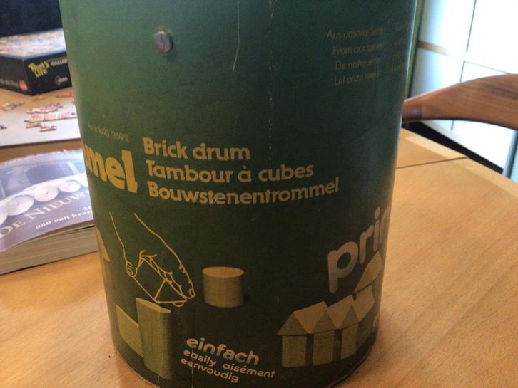 Houten Bouwstenen in Trommel - Leuk voor Kinderen!, Kinderen en Baby's, Speelgoed | Bouwstenen, Zo goed als nieuw, Overige merken