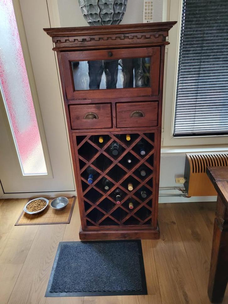Houten Wijnkast - 140x50x40 cm, Huis en Inrichting, Kasten | Buffetkasten, Gebruikt, 100 tot 150 cm, 50 tot 100 cm, 25 tot 50 cm
