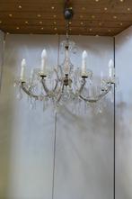 Acht- armige kroonluchter met mooie glaselementen, Ophalen, Gebruikt, Romantisch, Glas
