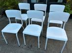 6 wit geverfde vintage tubax stoelen, Huis en Inrichting, Stoelen, Ophalen, Zo goed als nieuw, Wit, Eén