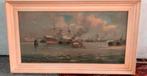 Schilderij haven gezicht rotterdam schilder Adri Verveen., Antiek en Kunst, Ophalen of Verzenden