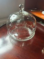 Antieke stolp met onderschaal, gegraveerd, Antiek en Kunst, Antiek | Glas en Kristal, Ophalen of Verzenden