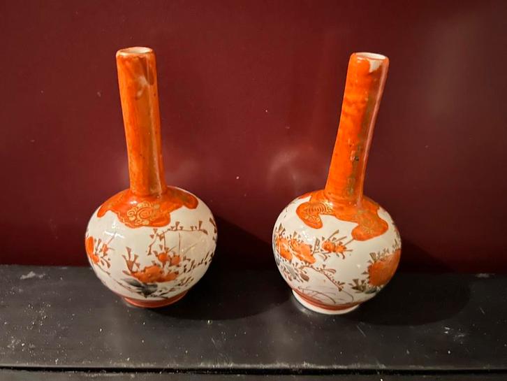 Paar Antieke Japanse Tatsuma miniatuur vaasjes, Antiek en Kunst, Antiek | Vazen, Ophalen of Verzenden
