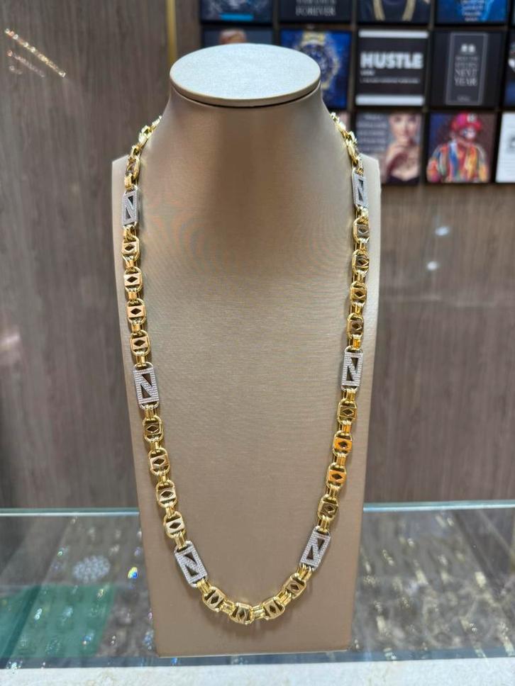 18KT Goud - 92.7 Gram - PLATTE MAGNUM - Ketting, Sieraden, Tassen en Uiterlijk, Kettingen, Nieuw, Goud, Goud, Ophalen