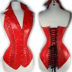 Rood leren korset met v-hals dames vrouwen punk corset, Kleding | Dames, Verzenden, Rood, Body of Korset
