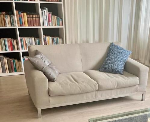 Minotti designbank – 2/2,5-zits – glanzend stalen onderframe, Huis en Inrichting, Banken | Sofa's en Chaises Longues, Gebruikt