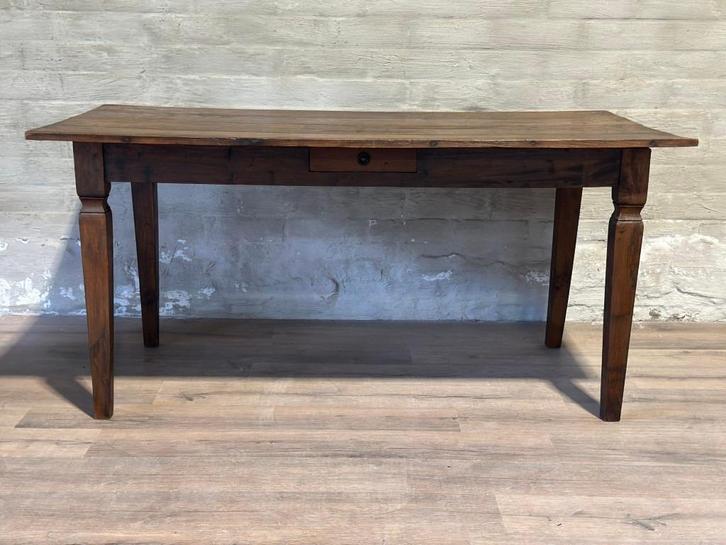 Antieke Franse boerentafel - 167 x 88 cm / 1 lade, Antiek en Kunst, Antiek | Meubels | Tafels, Ophalen of Verzenden