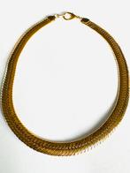 Vintage double brede platte schakel ketting, Verzenden, Gebruikt, Goud, Overige materialen