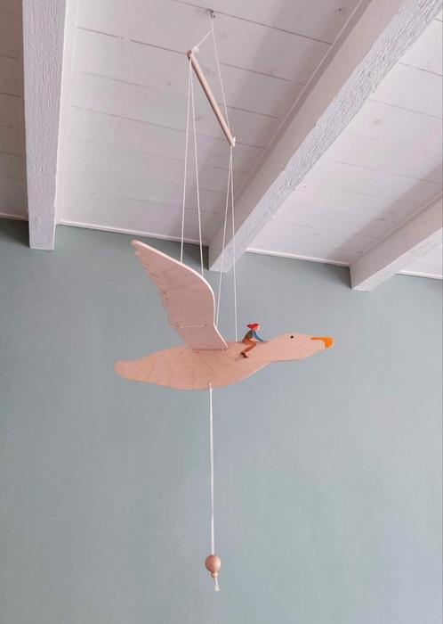 Houten trekvogel/zweefvogel of mobiel/mobile Nils Holgersson, Kinderen en Baby's, Kinderkamer | Inrichting en Decoratie, Nieuw