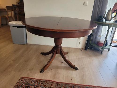 Houten ronde eettafel, Huis en Inrichting, Tafels | Eettafels, Gebruikt, 100 tot 150 cm, 100 tot 150 cm, Vier personen, Rond, Overige houtsoorten