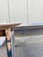 Organische eettafel kiezel 200x100x3 verjongd eiken rustiek, Ophalen, 100 tot 150 cm, Eikenhout, Vijf personen of meer