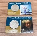 2x zilveren 5 euro in (Rembrandt/Vredes vijfje), Koningin Beatrix, Zilver, Euro's, Ophalen of Verzenden