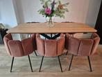 6 Eetkamer stoelen te koop Rosé Velvet, Huis en Inrichting, Stoelen, Overige kleuren, Ophalen of Verzenden, Metaal, Vijf, Zes of meer stoelen