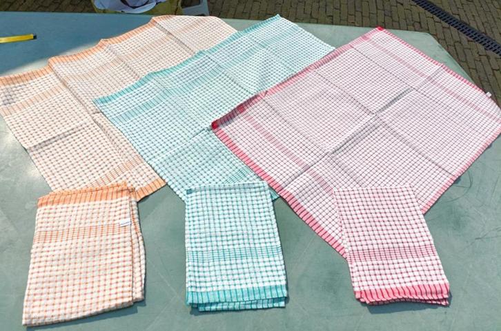 Vintage katoen theedoek wafeldoek keukendoek 70x50 cm (AA3), Huis en Inrichting, Keuken | Textiel, Nieuw, Theedoek of Handdoek